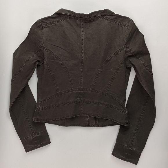 Moon Collection Moto Jacket Womens Sz Small Army Green Biker - Picture 15 of 16